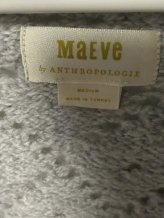 Maeve by Anthropologie Pointelle Knit Cardigan Gray Womens Med Jeweled Buttons - Picture 2 of 6